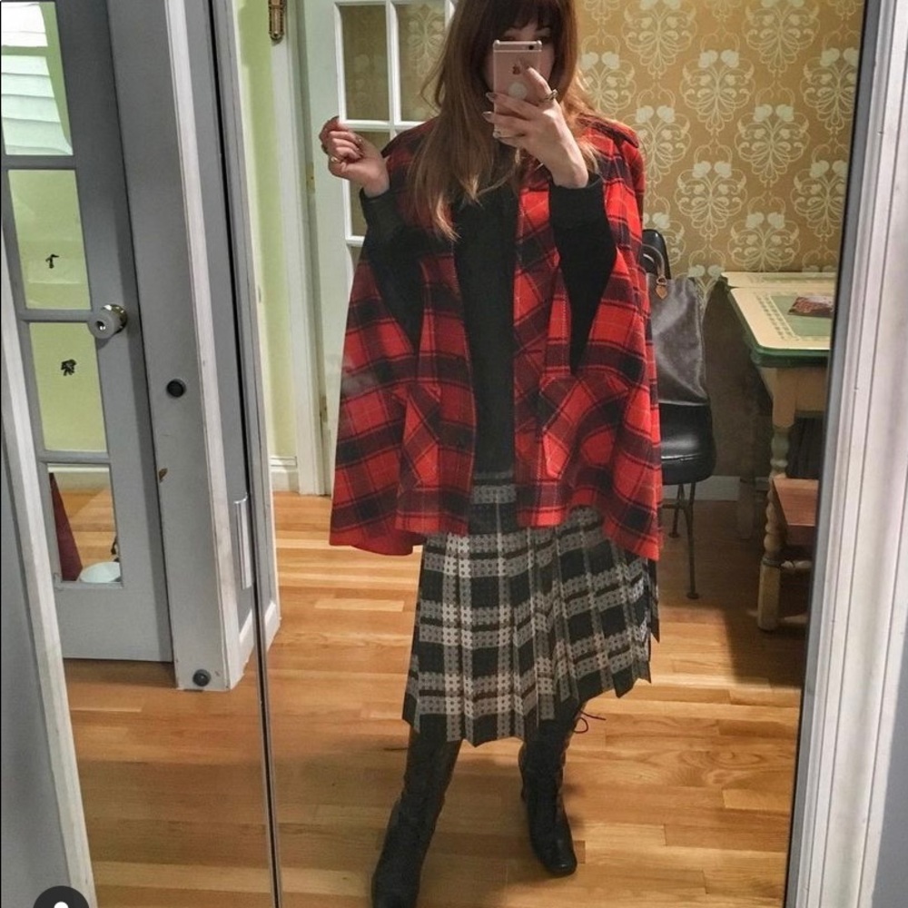 Pendleton Red Plaid wool Cape